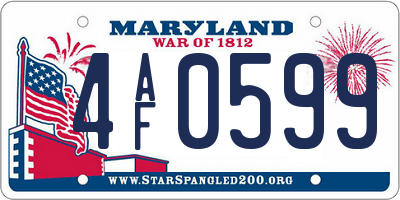 MD license plate 4AF0599