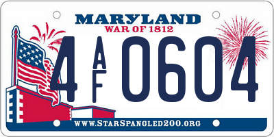 MD license plate 4AF0604