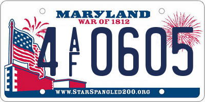 MD license plate 4AF0605