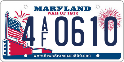 MD license plate 4AF0610