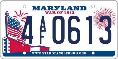 MD license plate 4AF0613