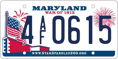 MD license plate 4AF0615
