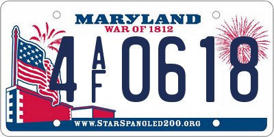 MD license plate 4AF0618