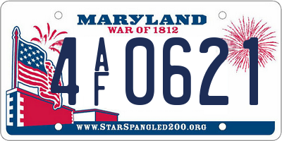 MD license plate 4AF0621