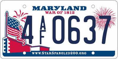 MD license plate 4AF0637