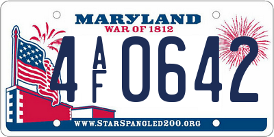 MD license plate 4AF0642