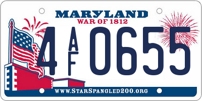 MD license plate 4AF0655