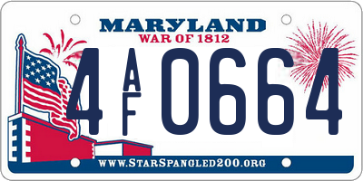MD license plate 4AF0664
