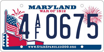 MD license plate 4AF0675