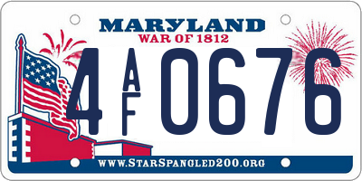 MD license plate 4AF0676