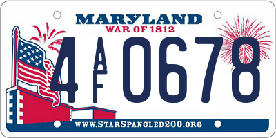 MD license plate 4AF0678