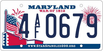 MD license plate 4AF0679
