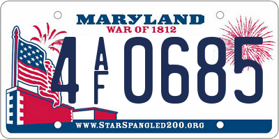 MD license plate 4AF0685