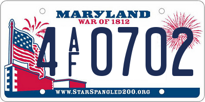 MD license plate 4AF0702
