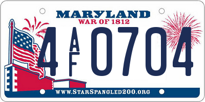 MD license plate 4AF0704