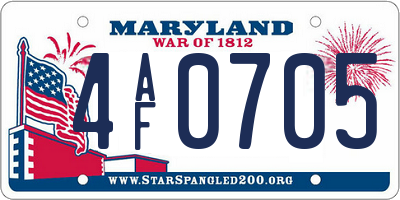 MD license plate 4AF0705