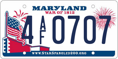 MD license plate 4AF0707