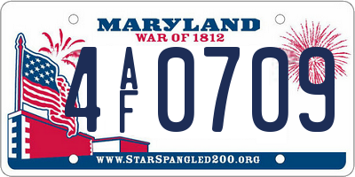 MD license plate 4AF0709