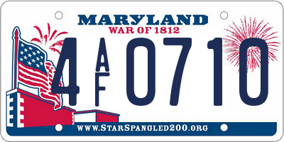 MD license plate 4AF0710