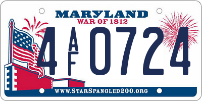 MD license plate 4AF0724