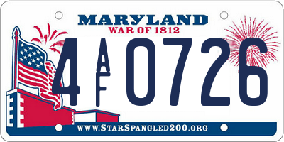 MD license plate 4AF0726
