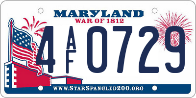 MD license plate 4AF0729