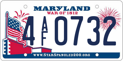 MD license plate 4AF0732