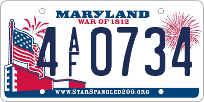 MD license plate 4AF0734