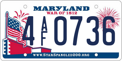 MD license plate 4AF0736