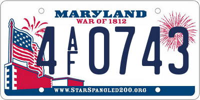 MD license plate 4AF0743