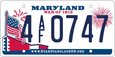MD license plate 4AF0747
