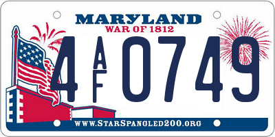 MD license plate 4AF0749