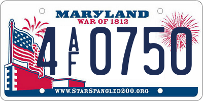 MD license plate 4AF0750