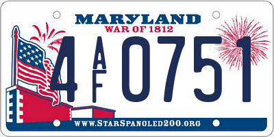 MD license plate 4AF0751