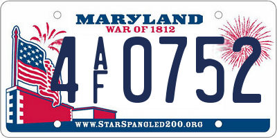 MD license plate 4AF0752