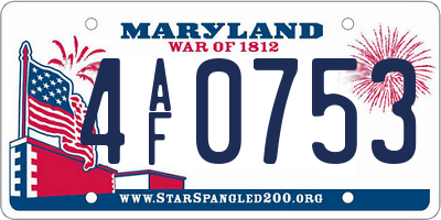 MD license plate 4AF0753