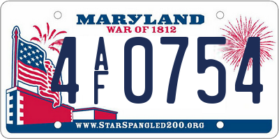 MD license plate 4AF0754