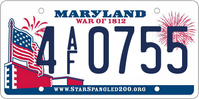 MD license plate 4AF0755
