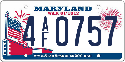 MD license plate 4AF0757