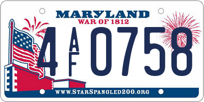 MD license plate 4AF0758