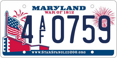 MD license plate 4AF0759