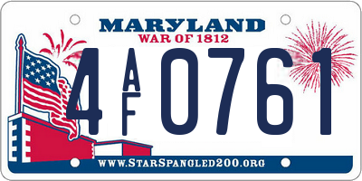 MD license plate 4AF0761