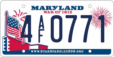 MD license plate 4AF0771
