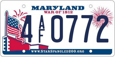 MD license plate 4AF0772