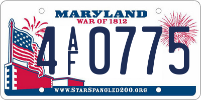 MD license plate 4AF0775