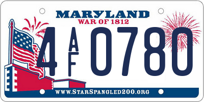 MD license plate 4AF0780