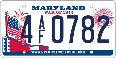 MD license plate 4AF0782