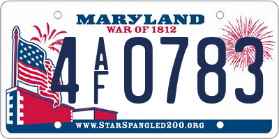 MD license plate 4AF0783