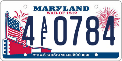 MD license plate 4AF0784