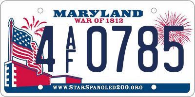 MD license plate 4AF0785